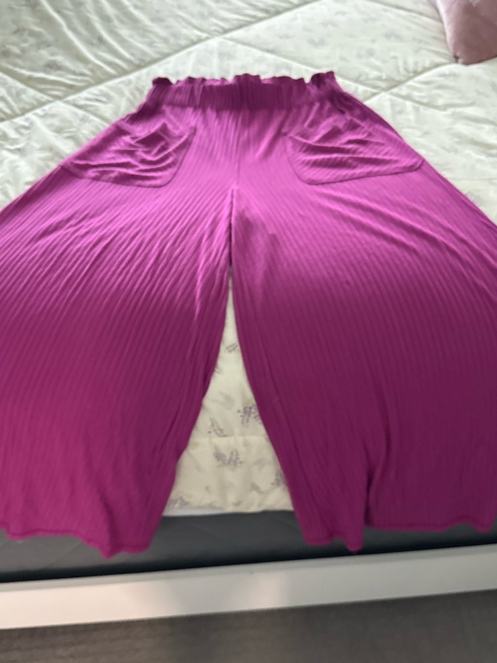 FP Movement by Free People Magenta Wide-Leg Ribbed Pants
